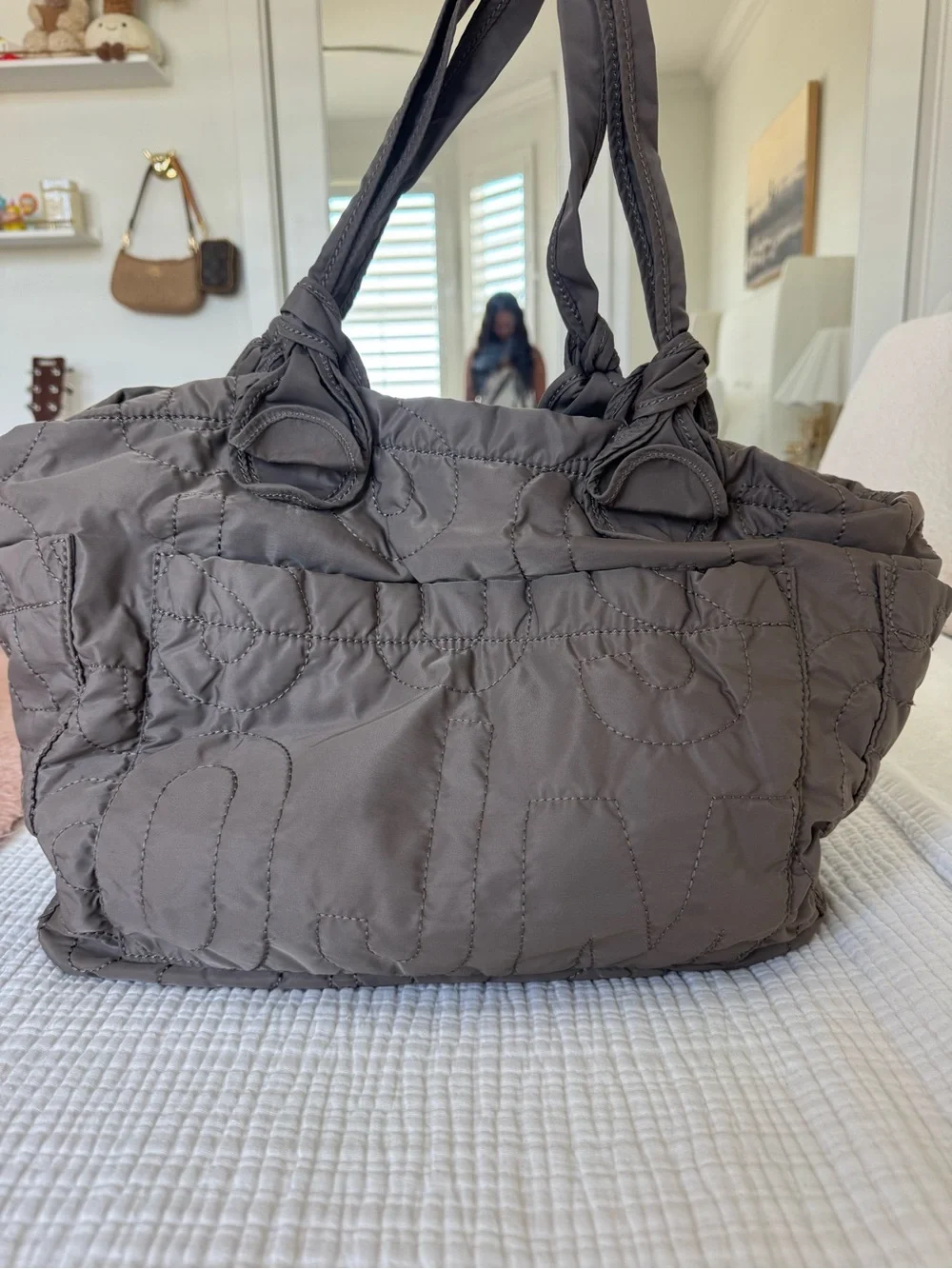 Marc Jacob’s Quilted Nylon diaper Bag in Taupe